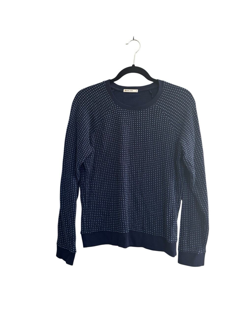 Marine Layer Women Small Navy White Textured Crewneck Sweater Pullover #NE100
